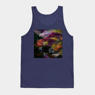 Japanese Garden with Bridge Tank Top